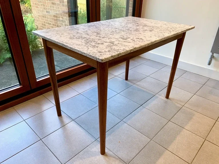 Custom joinery solid wood living room coffee table detailed with mid-century modern tapered legs